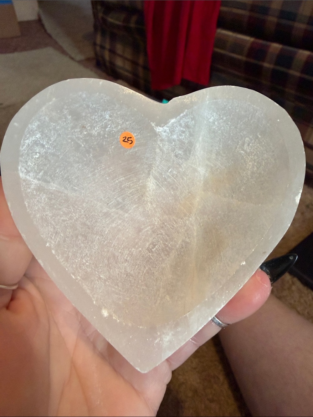 Hand Crafted Selenite Heart Accent - White